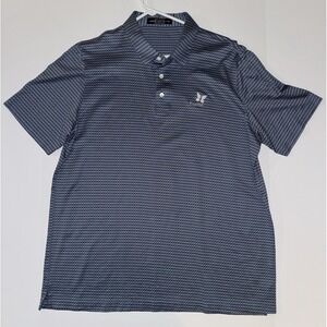 Men's XL Carnoustie Blue Geometric‎ Performance Golf Polo Shirt Short Sleeve